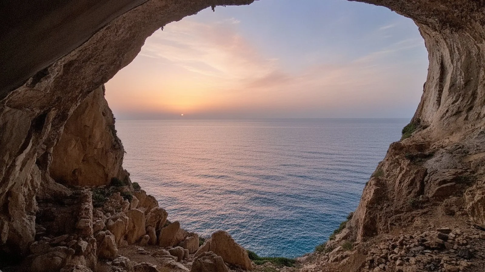 L'apertura della Grotta dei Falsari sulla falesia di Capo Noli, affacciata sul mare